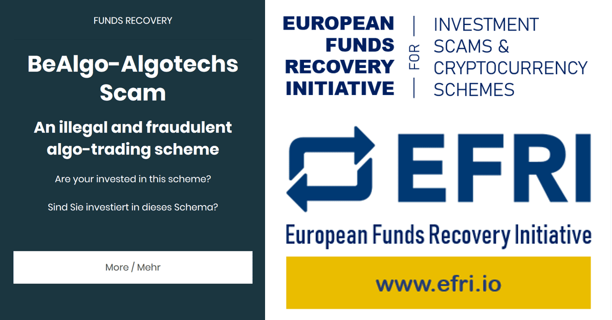 EFRI campaign for BeAlgo and AlgoTechs scams