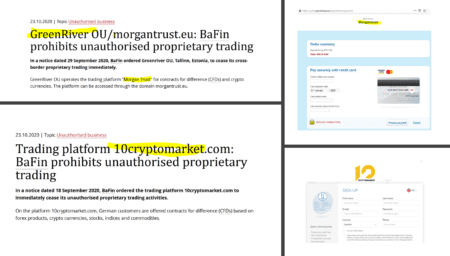 BaFin issued cease and desist orders against MorganTrust and 10CryptoMarket