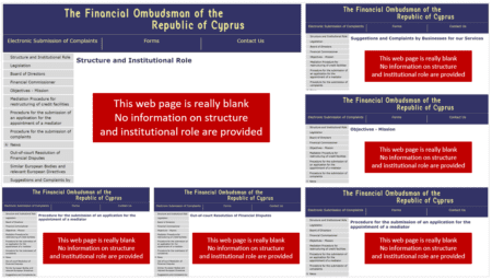 Cyprus Financial Ombudsman and its blank pagaes website