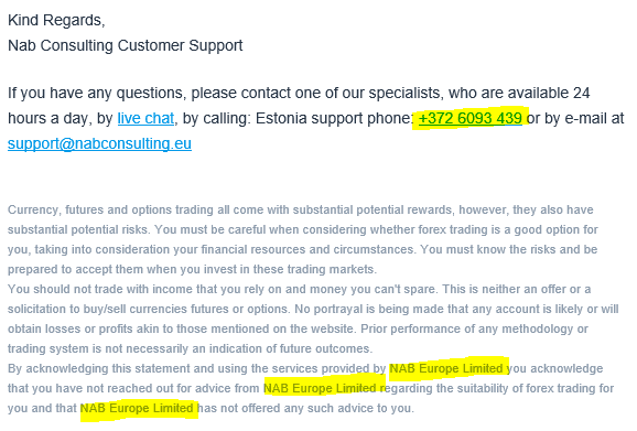 Broker Scam NAB consulting powered by NAB Europe and MMO Technology in Estonia