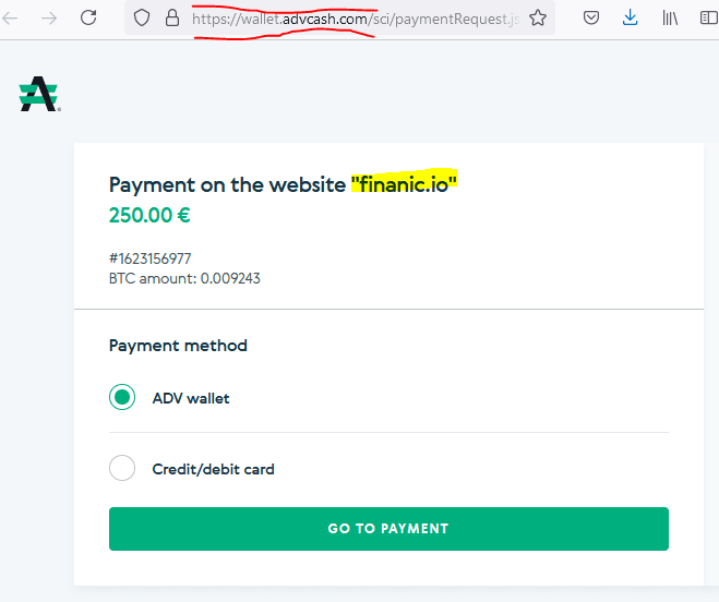 AdvCash used by finanic crypto exchange