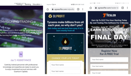 fraud campaigns Oilprofit and Tesler promote QuantumCapitals scam
