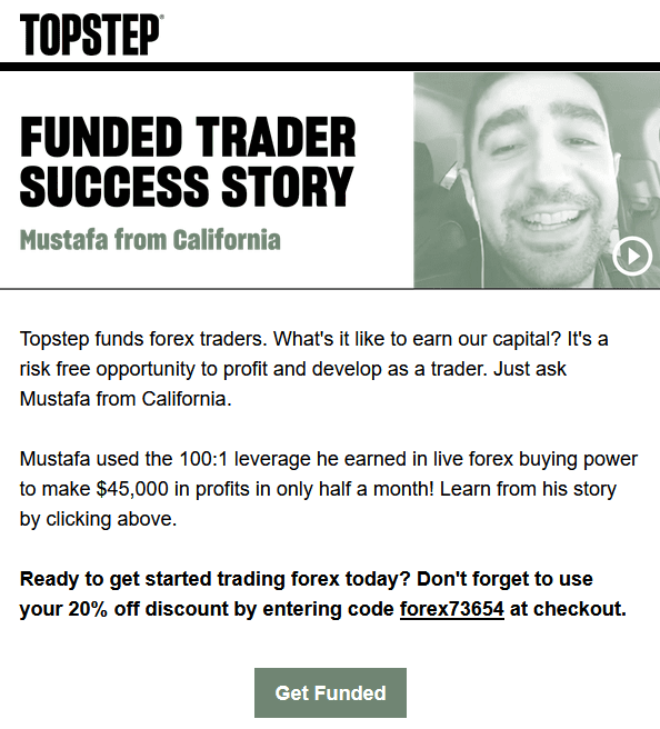 Topstep success story of Mustafa