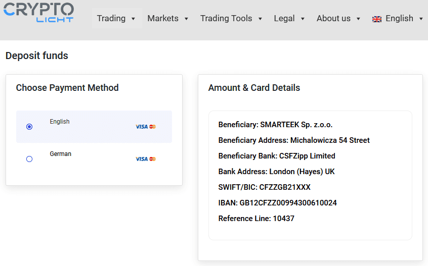 Cryptolicht broker scam operated by Polish Smarteek 