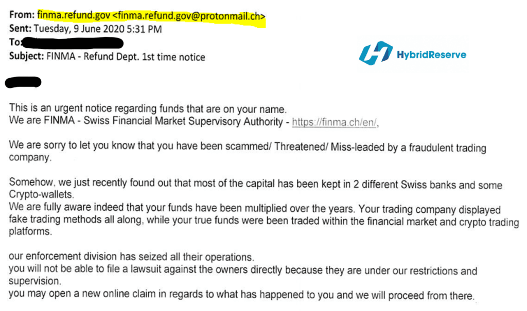HybridReserve and the FINMA fund recovery scam