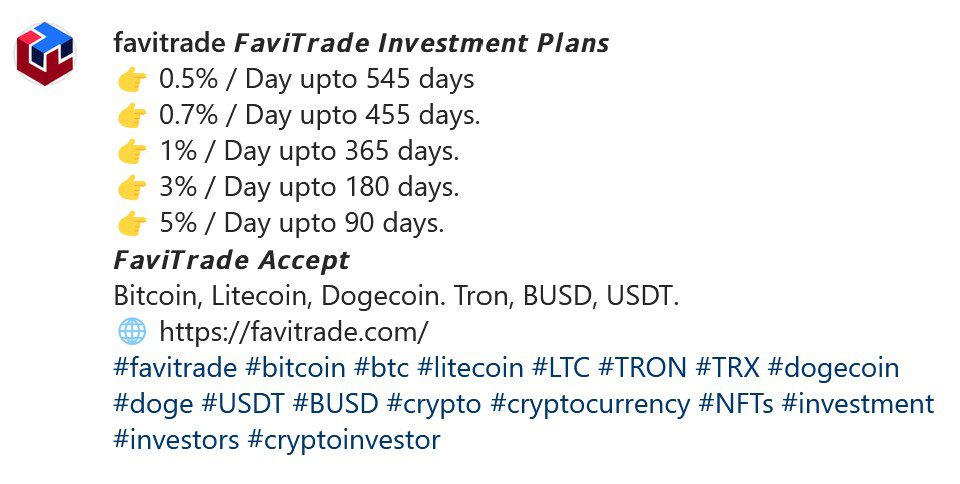 FaviTrade promised 5% profit per day on Instagram