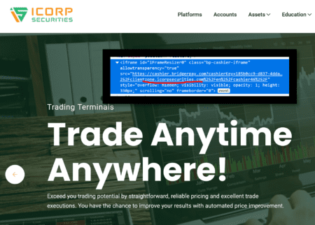Investor warning against ICorpSecurities facilitated by BridgerPay
