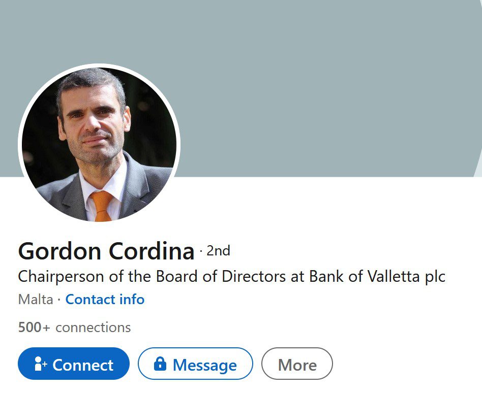 Bank of Valetta Chairman Gordon Cordina
