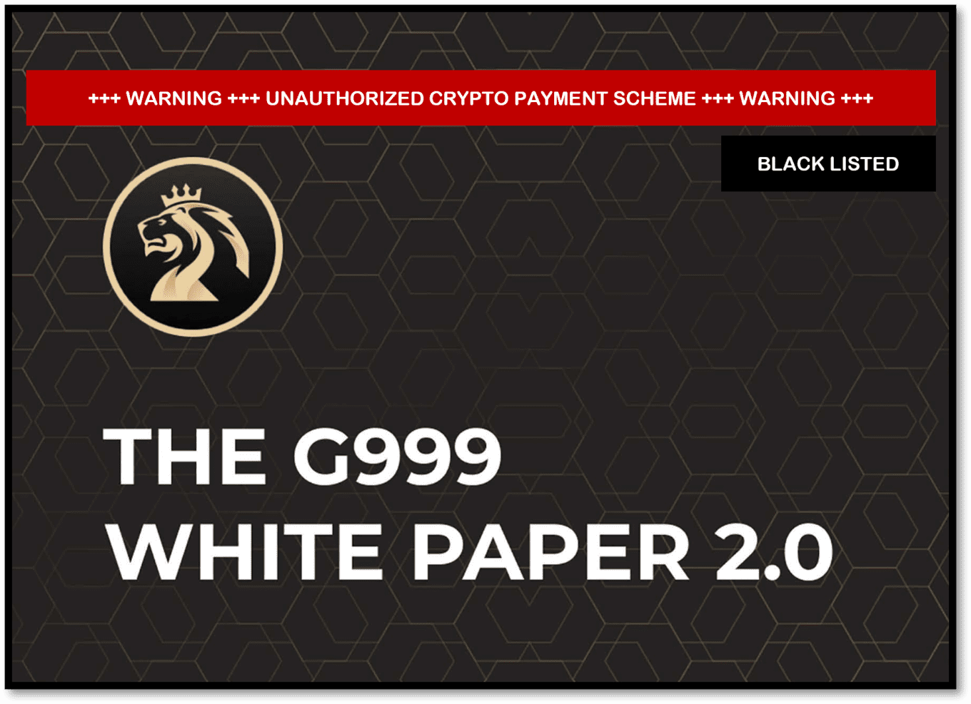 Urgent warning against G999 crypto payment scheme of Josip Heit