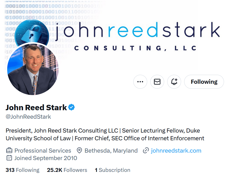 Former SEC executive John Reed Stark opinions on Binance and the SEC Charges