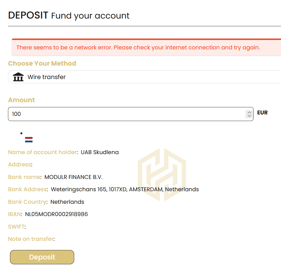 Skudlene und ModulR Finance are payment facilitators for the Helveticore broker scam