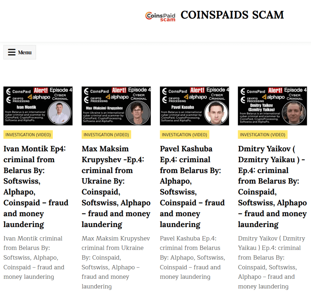 Website CoinsPaidScam with massive allegations against CoinsPaid