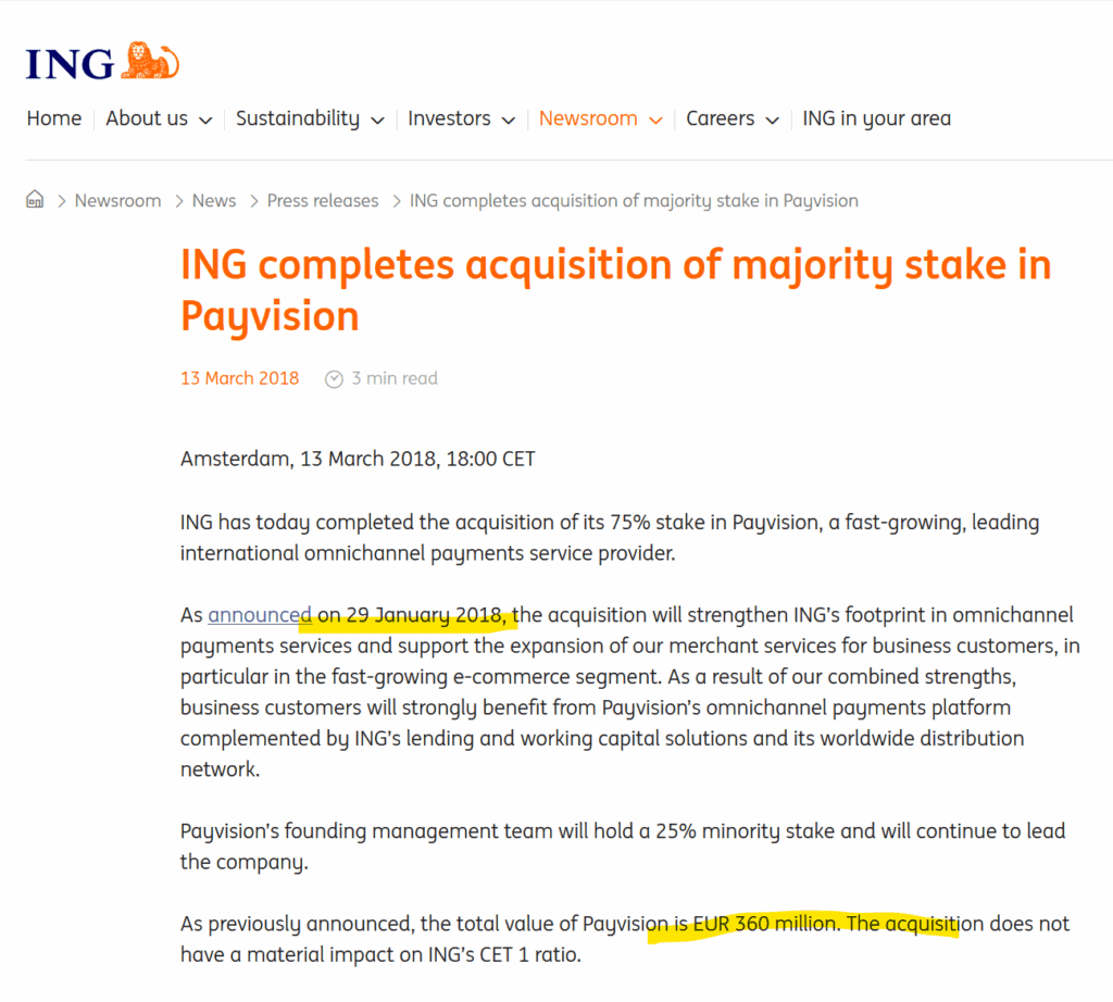 ING acquired Payvision in 2018
