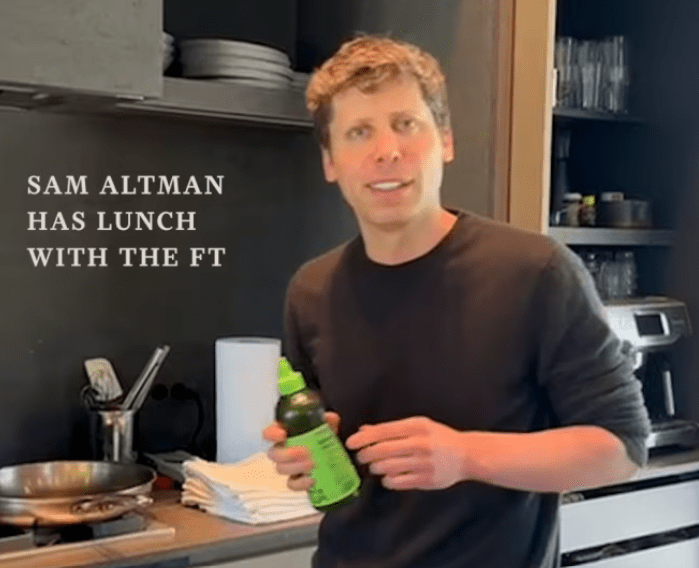 OpenAI founder cooks with Graze Extra Virgin Olive Oil (EVOO) in an Financial Times interview