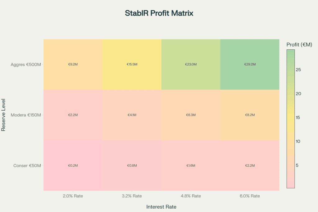FinTelegram presents the assumend profit matrix for stablecoin issuer StablR