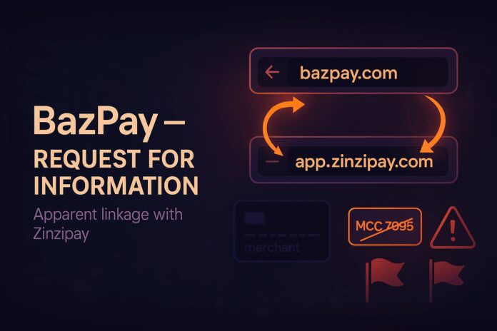 FinTelegram request for information regarding high-risk payment gateway operators BazPay and Zinzipay