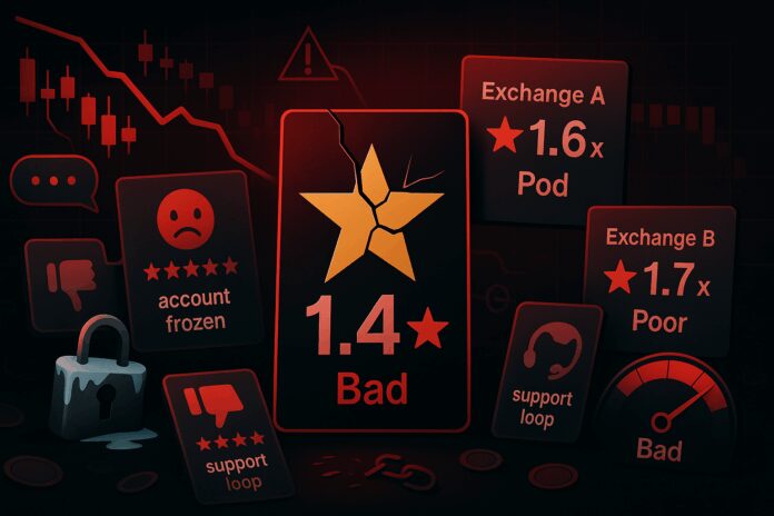 FinTelegram report on the catastrophic ratings and reviews in the crypto sector