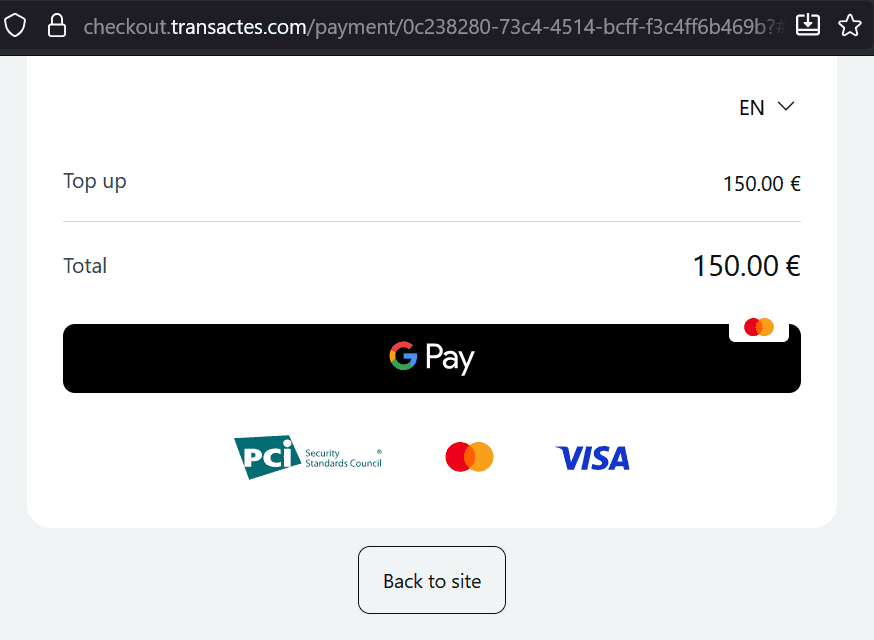 Interfejs płatności Vavada z Google Pay