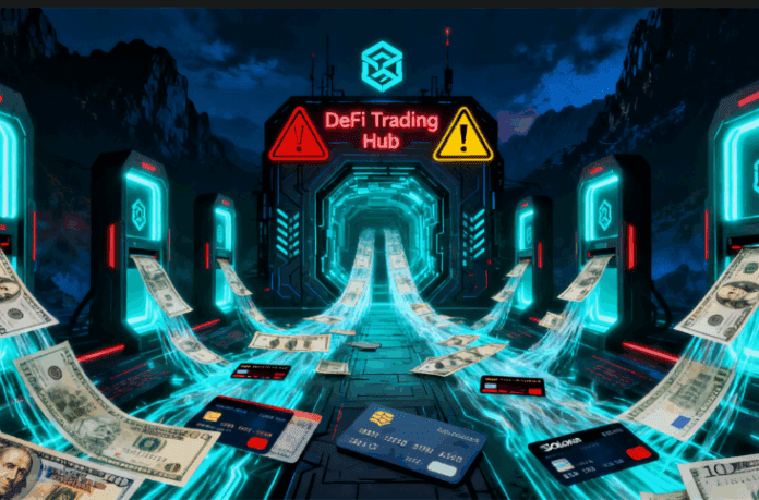 Unregulated DeFi Axiom facilitated by regulated and registered crypto payment processors