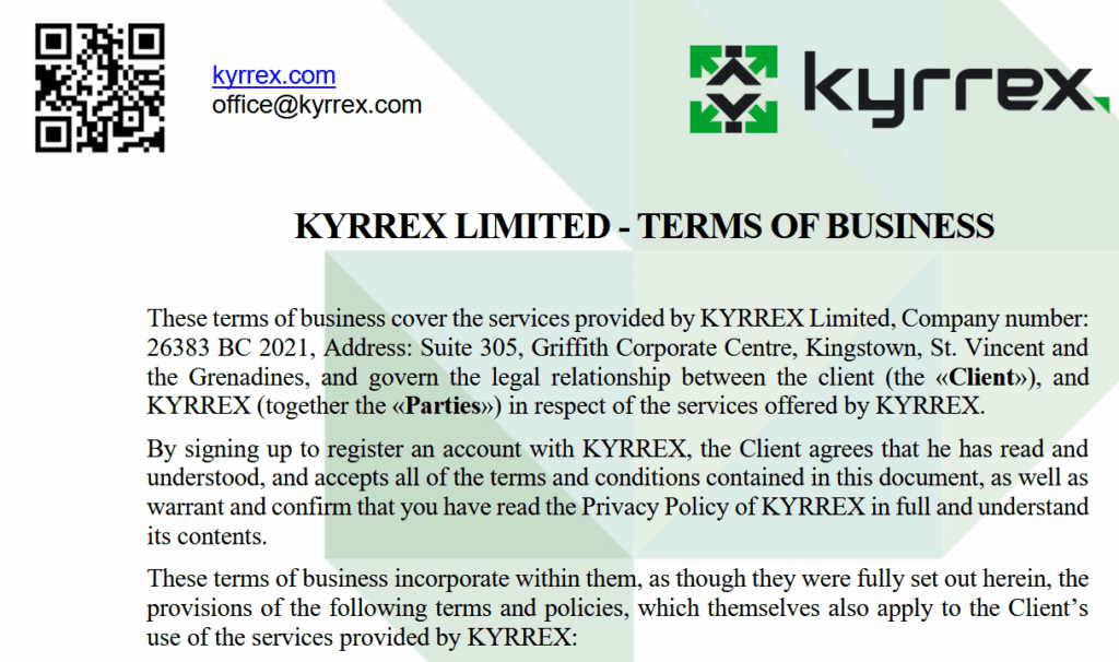 Crypto exchange Kyrrex operated by the SVG entity Kyrrex Limited
