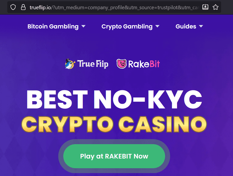 Best No-KYC crypto casionos TrueFlip and RakeBit