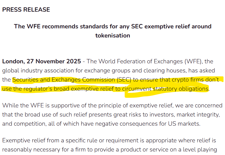 World Federation of Exchanges urges SEC to set standards for tokenization