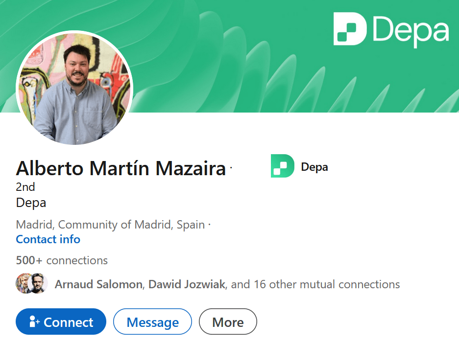 The LinkedIn profile of Depasify and Depa founder Alberto Martin Mazaira