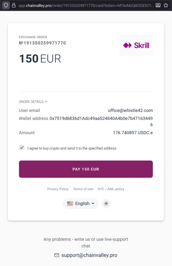 Interfejs Legiano z opcjami płatności