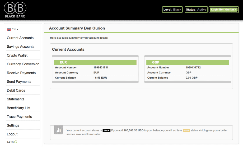 FinTelegram review of the Black Banx dashboard