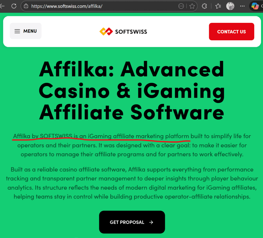 Affilka by SoftSwiss explained on FinTelegram