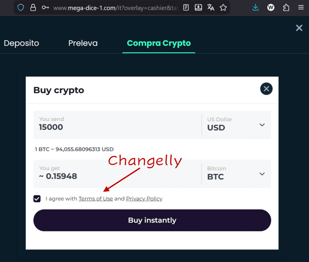 MegaDice Rail Case: Changelly→Banxa Widget + MoonPay On-Ramp