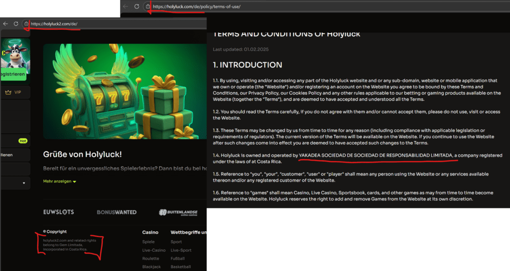 HolyLuck casino and its geo-mutations