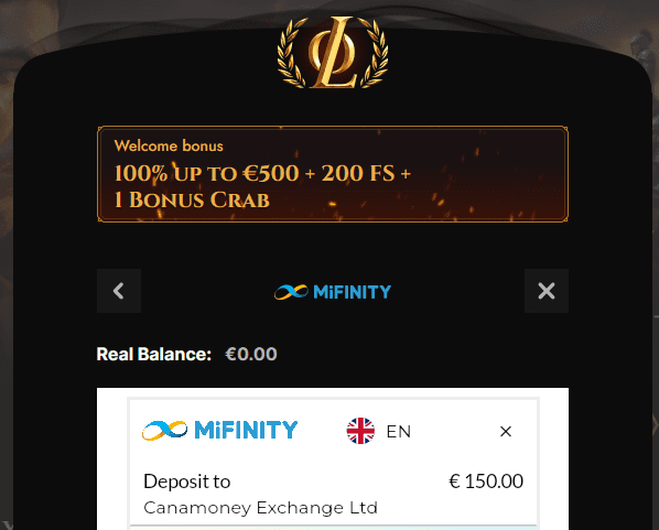 MiFinity facilitates the offshore casino Legiano operated by the Stellar group