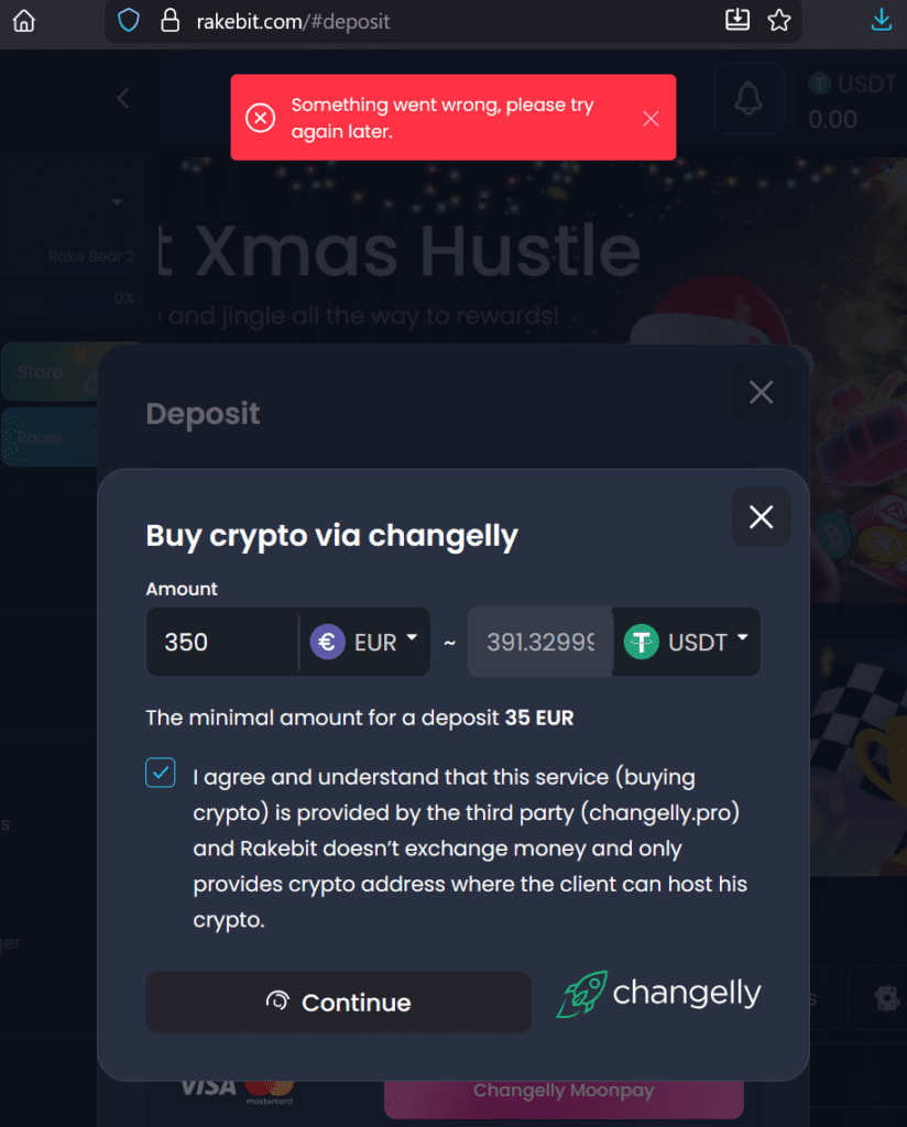 RakeBit Update: “Buy Crypto” Rail Appears Down — Did MoonPay & Changelly  Offboard the No-KYC Casino? | FinTelegram News