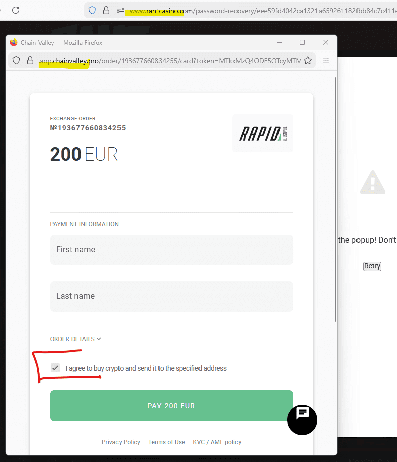 Fake banking deposit in offshore casino Rant via Polish crypto scheme ChainValley