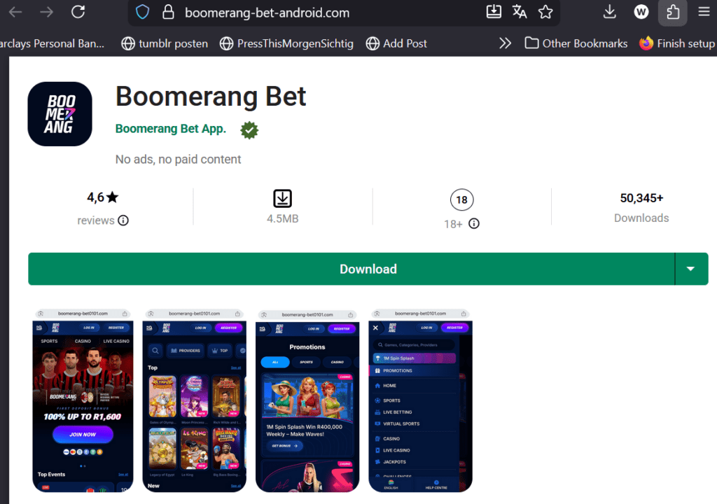 Boomerang Bet app in a fake Google Playstore