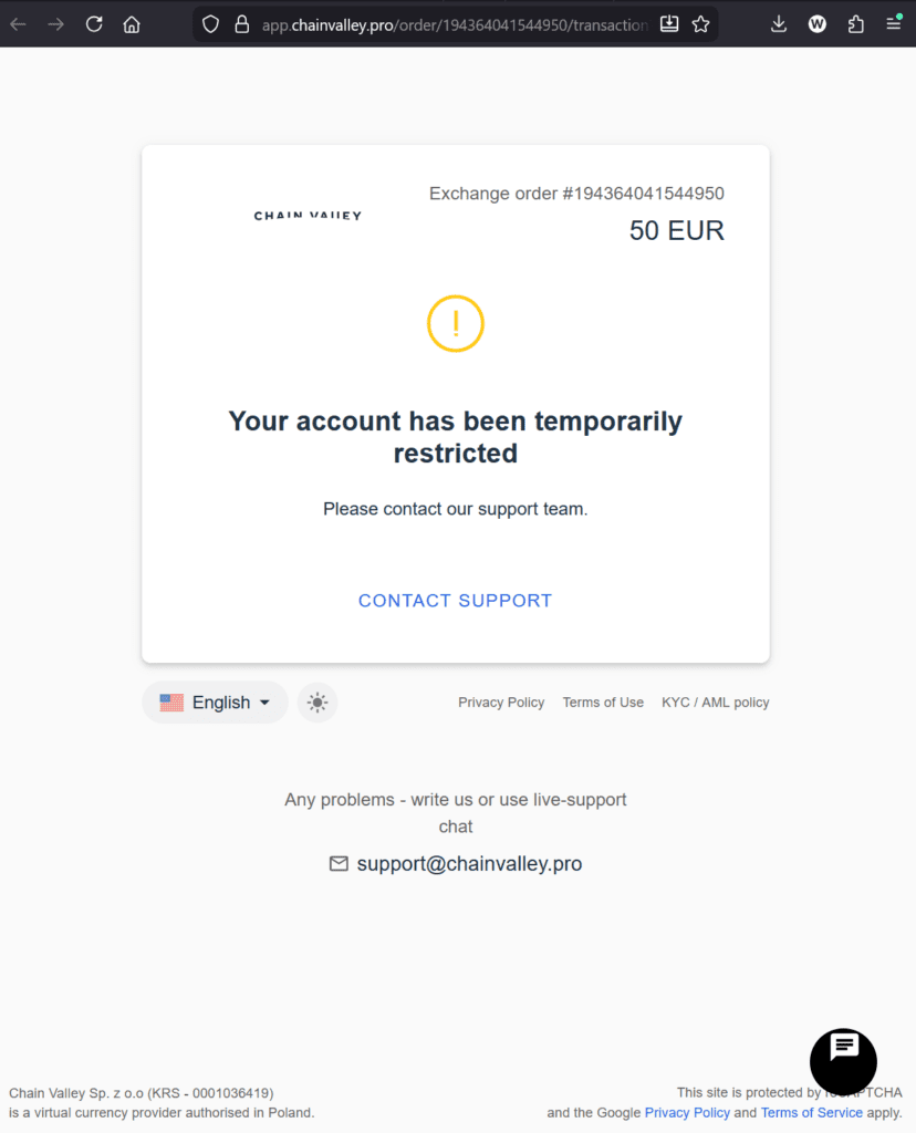 ChainValley acting as payment agent for illegal offshore casino WinBay