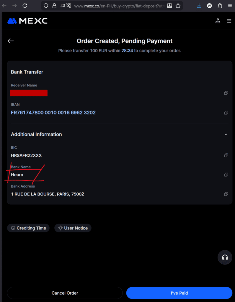 MEXC with Finetix and the French Heuro bank doing business as OuiTrust