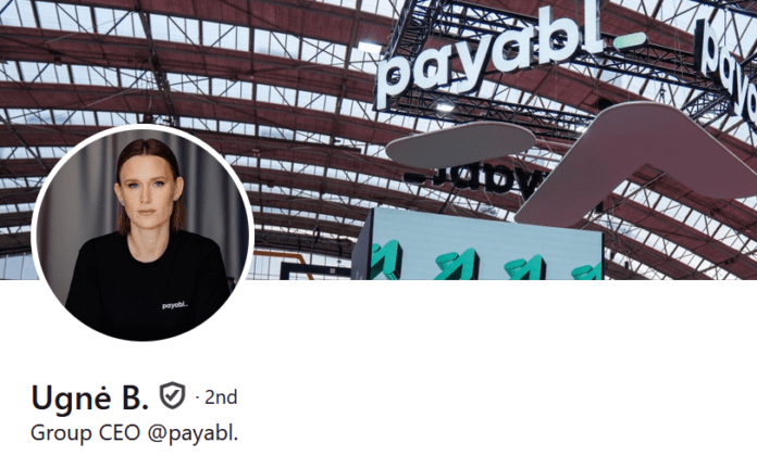 Payabl CEO Ugne Buraciene shortlisted for MPE Influencer of the Year 2026 with integrated payments platform graphic and EU regulatory backdrop.