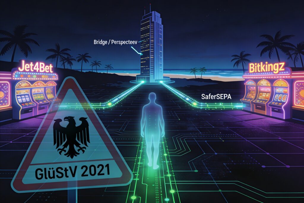 FinTelegram chart showing the connections between French Perspecteev/Bridge and illegal casinos