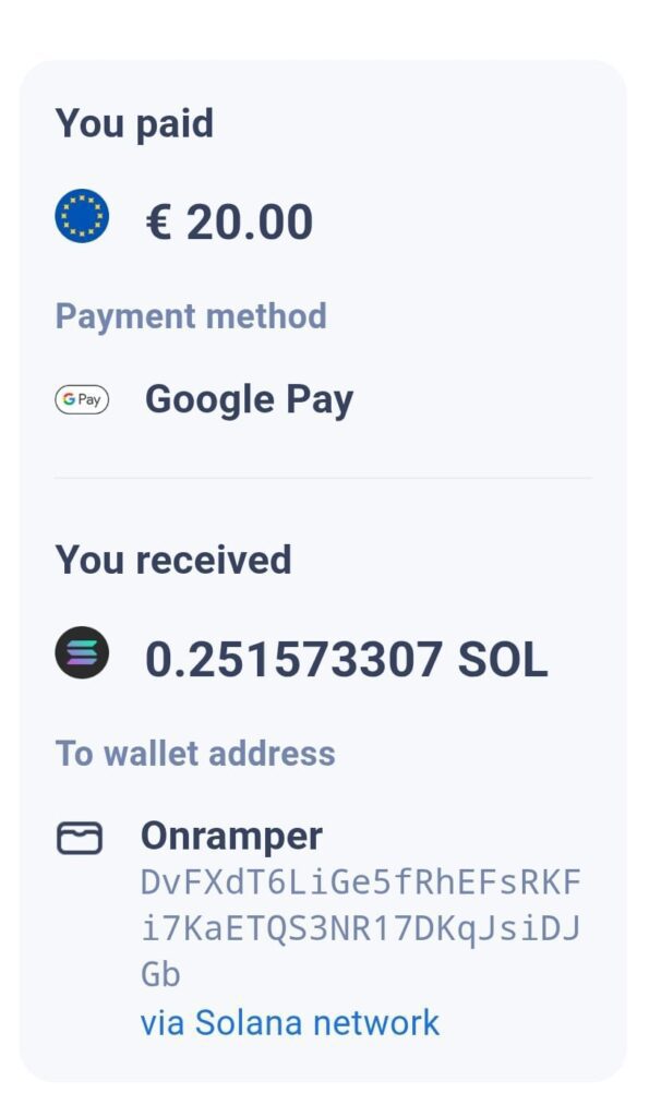 TopperPay payment confirmation with Onramper integration