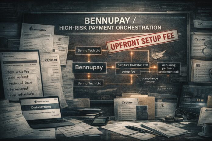 FinTelegram network chart showing the high-risk payment processor Bennupay and its network