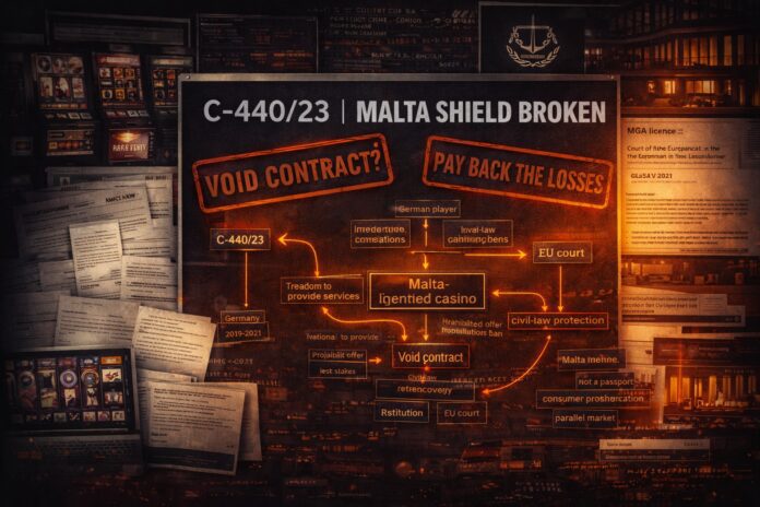 FinTelegram chart explaining the CJEU ruling C-440/23 for the EU gambling segment
