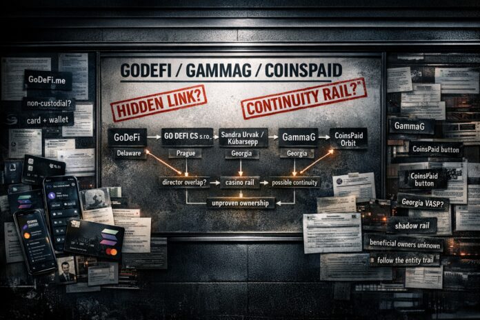FinTelegram chart exposing the links between GammaG, CoinsPaid and GoDeFi