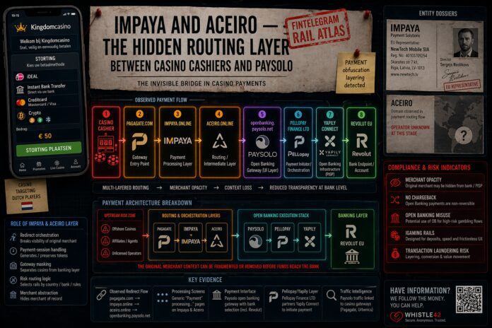FinTelegram chart exposing Impaya and Aceira as payment gateway operators for illegal casino activities