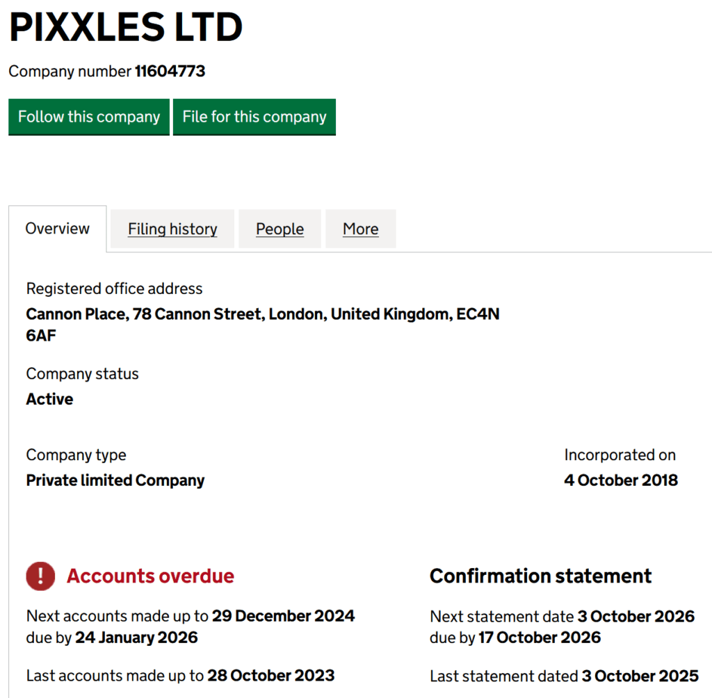 Pixxles accounts are overdue