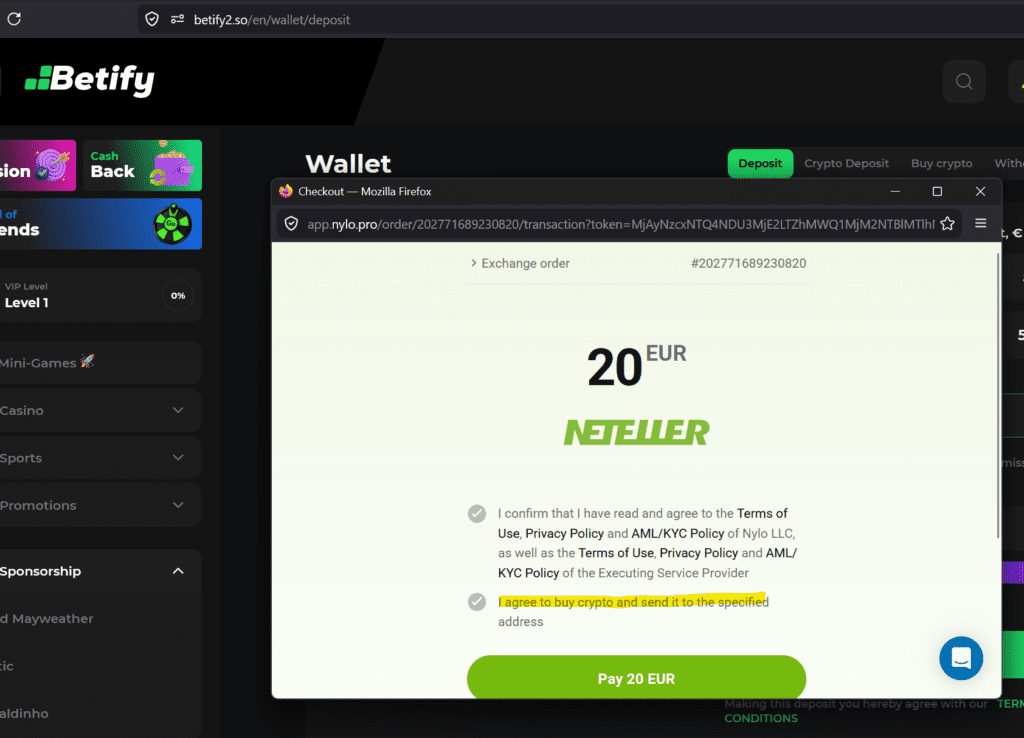 Georgian Nylo LLC and Neteller facilitate the illegal casino Betify