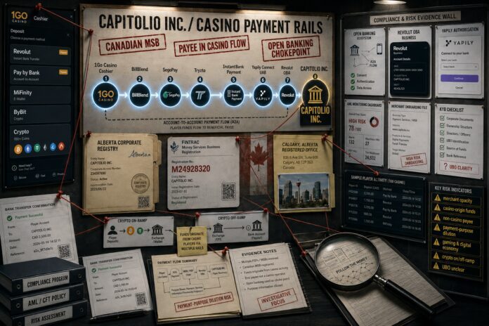 FinTelegram chart showing the network around Capitolio in the Revolut Rail Atlas
