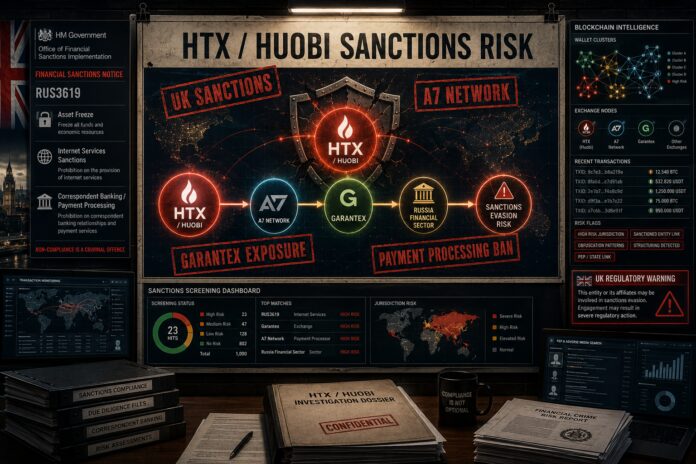 Huobi sanctioned in the UK