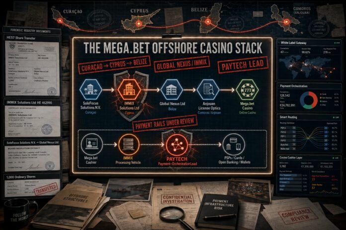 FinTelegram exposes the payment rails and entities around the illegal Mega Bet casino